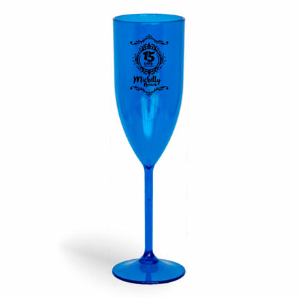 Taça De Champanhe 180Ml Impressão  Transparente Azul  1X0