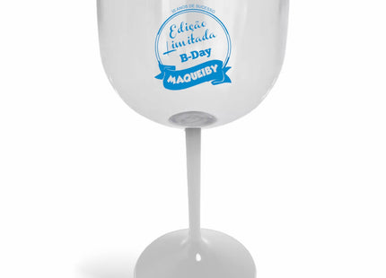 Taça De Gin 580Ml Impressão  Cristal Com Haste Colorida Branca  1X0