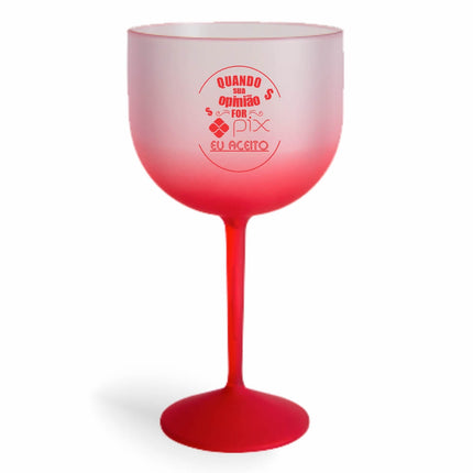 Taça De Gin 580Ml Impressão  Degradê Vermelha  1X0