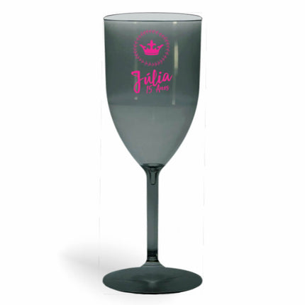 Taça De Vinho 330Ml Impressão  Transparente Fumê  1X0