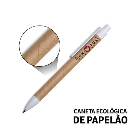 Canetas  Ecológicas Papelão  Clip De Plástico Branca