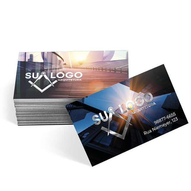 Cartões De Visita Couchê 250G Hot Stamping Lam Fosca Fv E Hot Stamping Fr  4X4