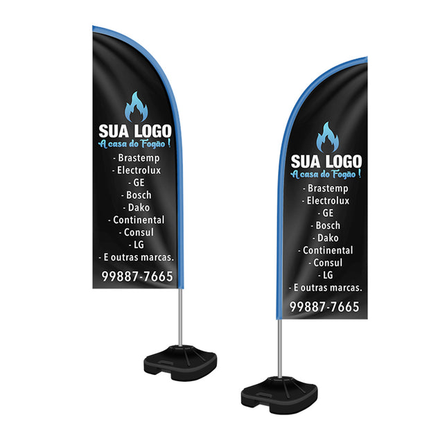 Wind Banner Kit Completo Tecido Oxford  Modelo Faca Altura Montado 2,50 Metros M 4X4