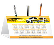 Calendário De Mesa Porta Canetas Horizontal Couchê 300G Lam Fosca Frente E Verniz Localizado Frente  4X0